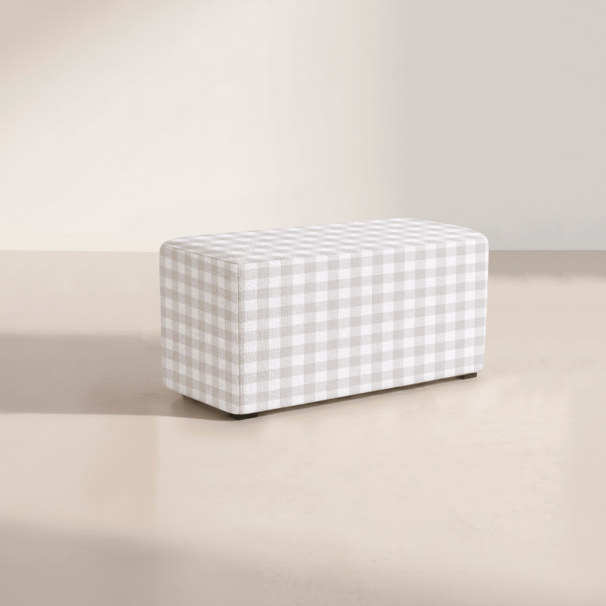 The Josephine Ottoman in Pearl's Haven Fog Gingham - Lemon Park