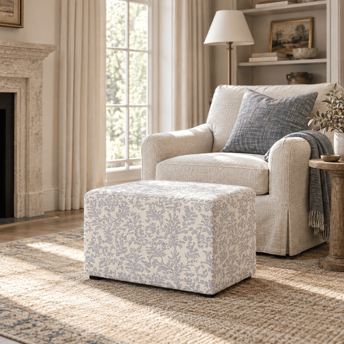 The Josephine Ottoman in Ruby Nell - Lemon Park