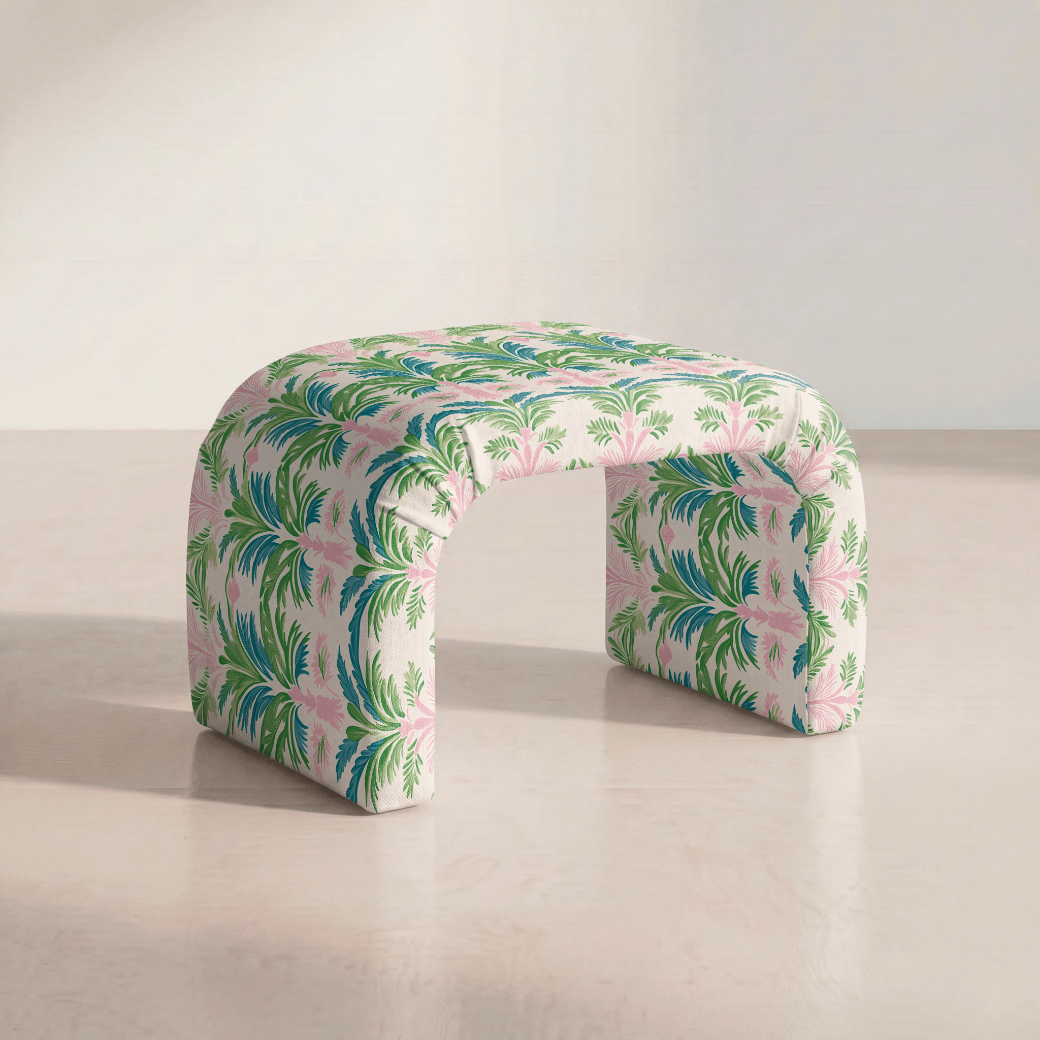 The Lewis Ottoman in Bellagio Blush - Lemon Park
