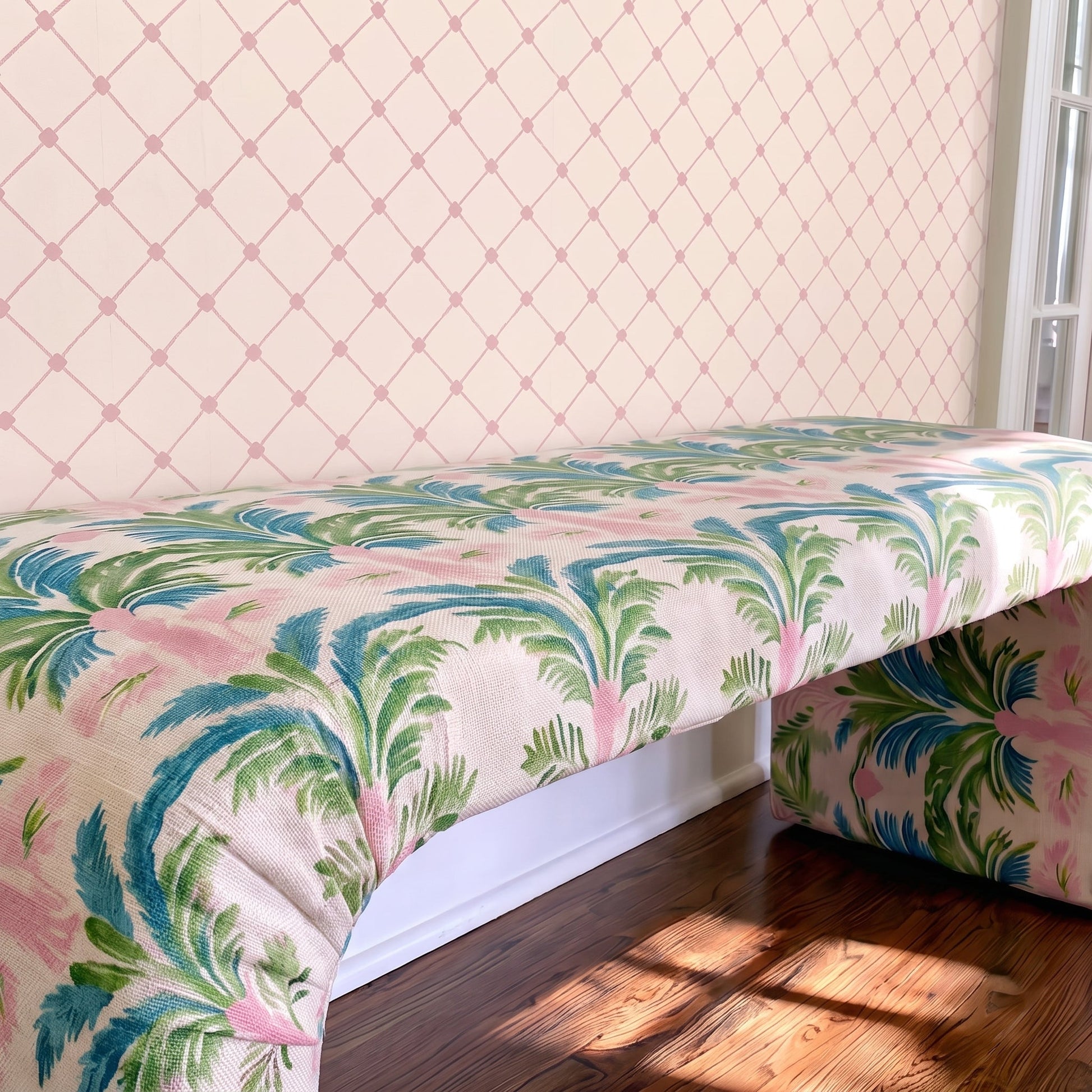 The Lewis Ottoman in Bellagio Blush - Lemon Park