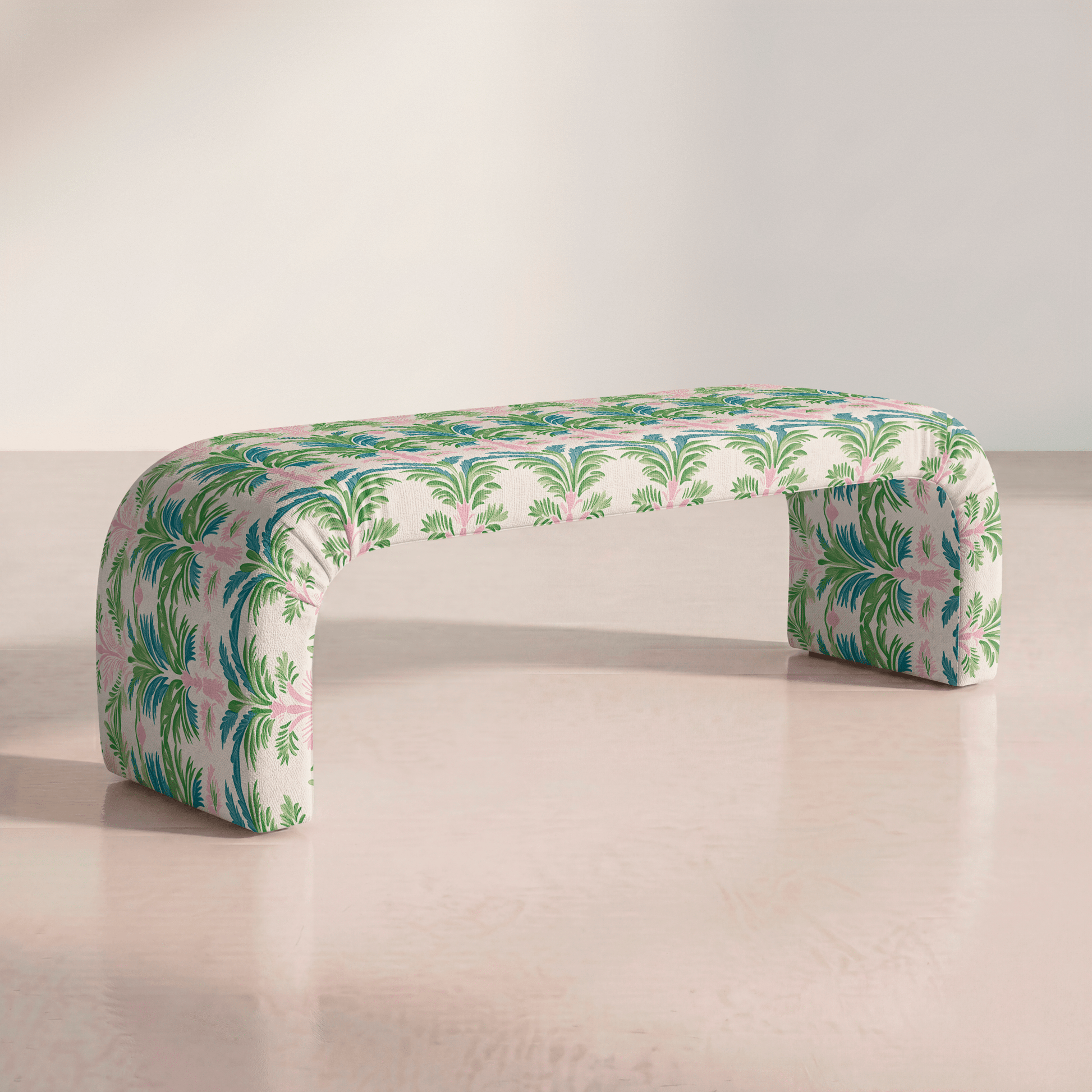 The Lewis Ottoman in Bellagio Blush - Lemon Park
