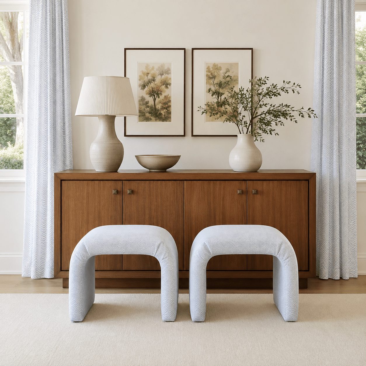 The Lewis Ottoman in Classic Harmony - Lemon Park