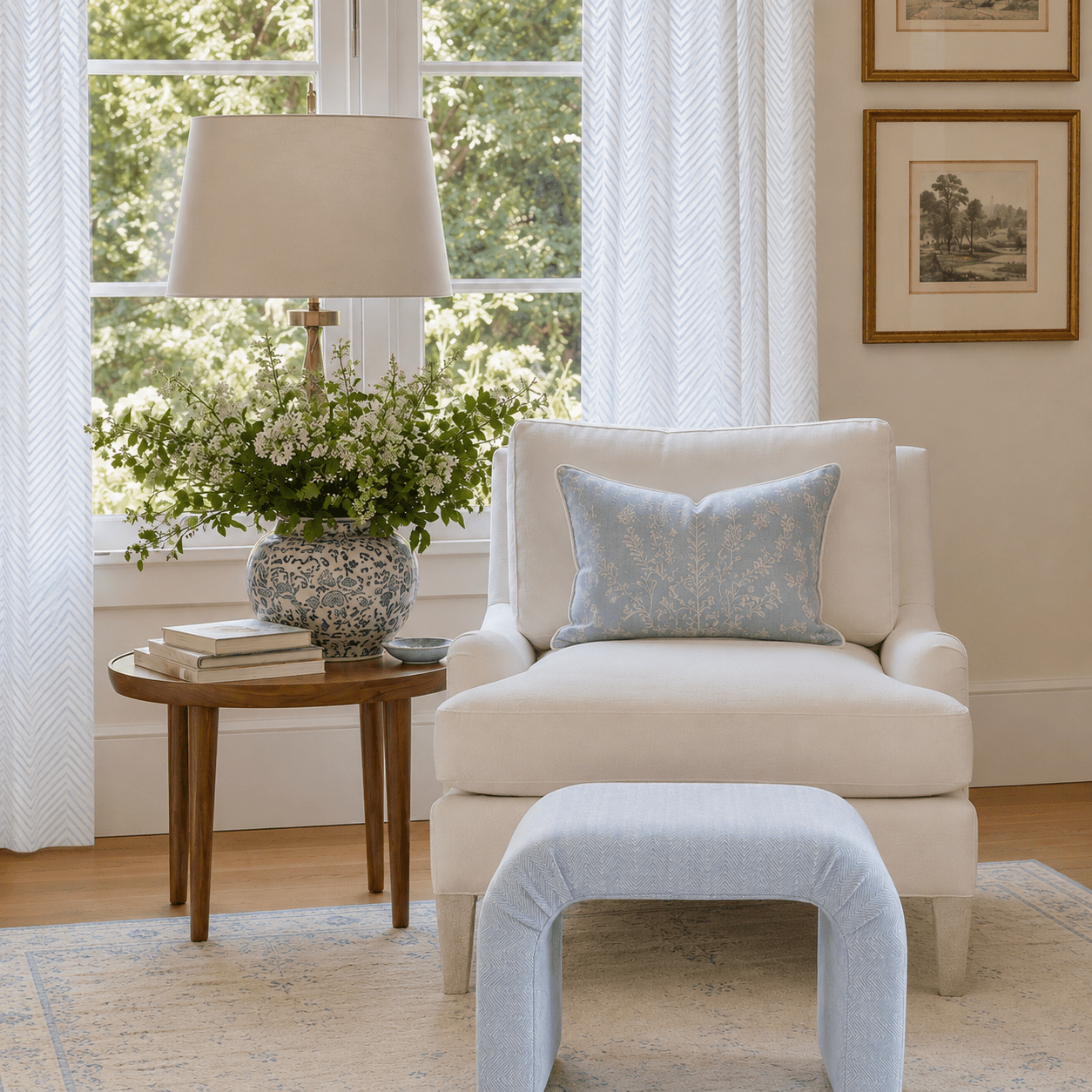 The Lewis Ottoman in Classic Harmony - Lemon Park