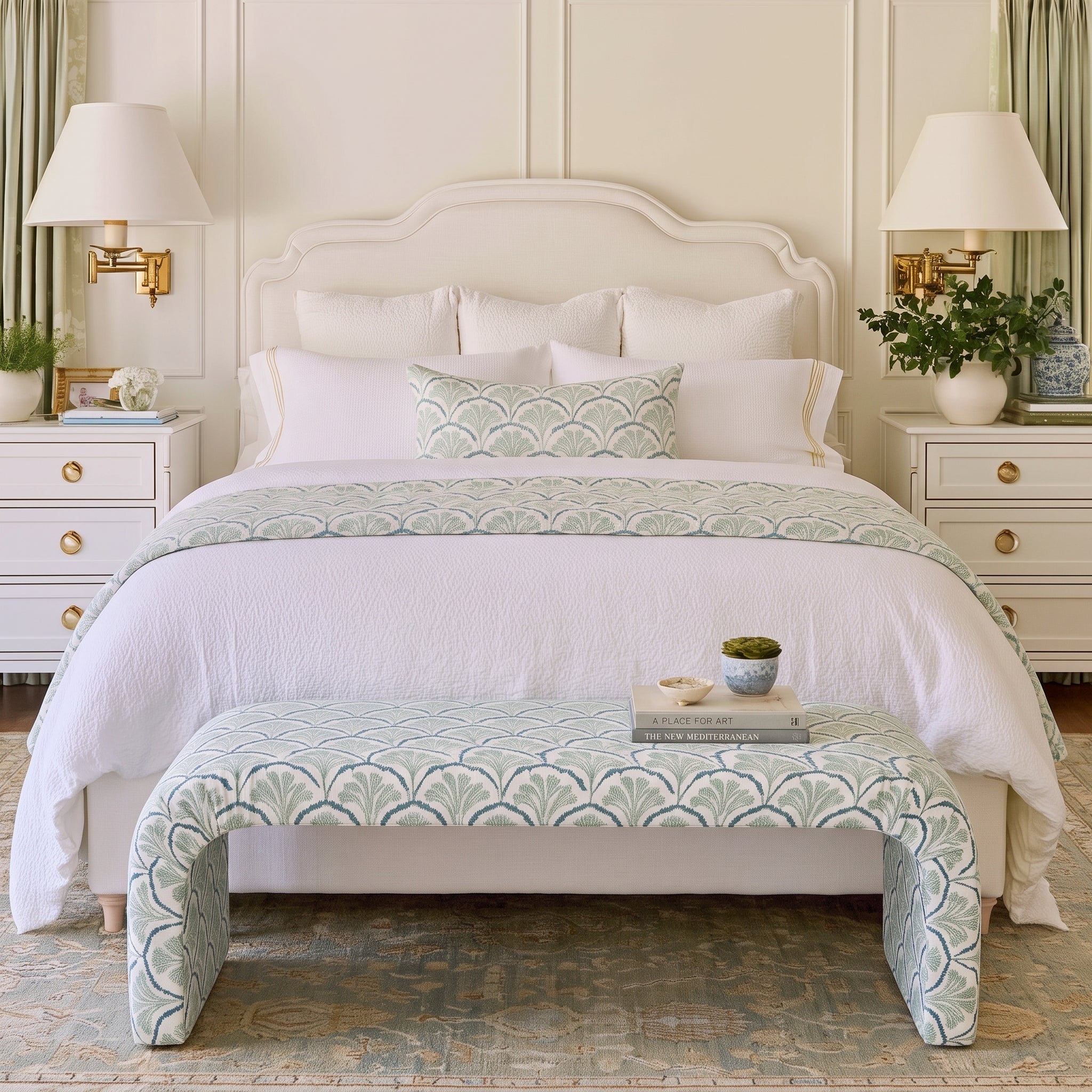 The Lewis Ottoman in Hint Of Lime Sprouts - Lemon Park