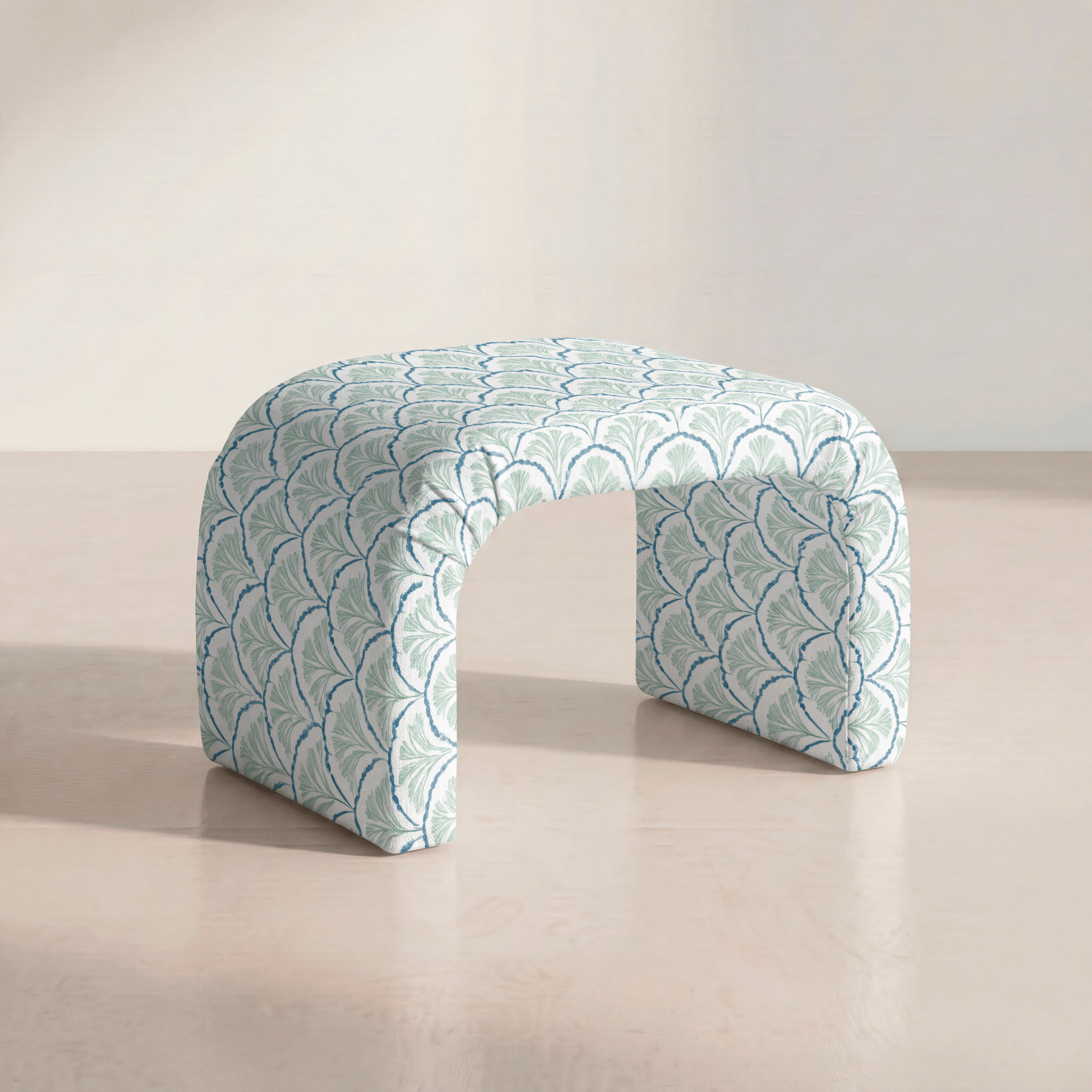 The Lewis Ottoman in Hint Of Lime Sprouts - Lemon Park