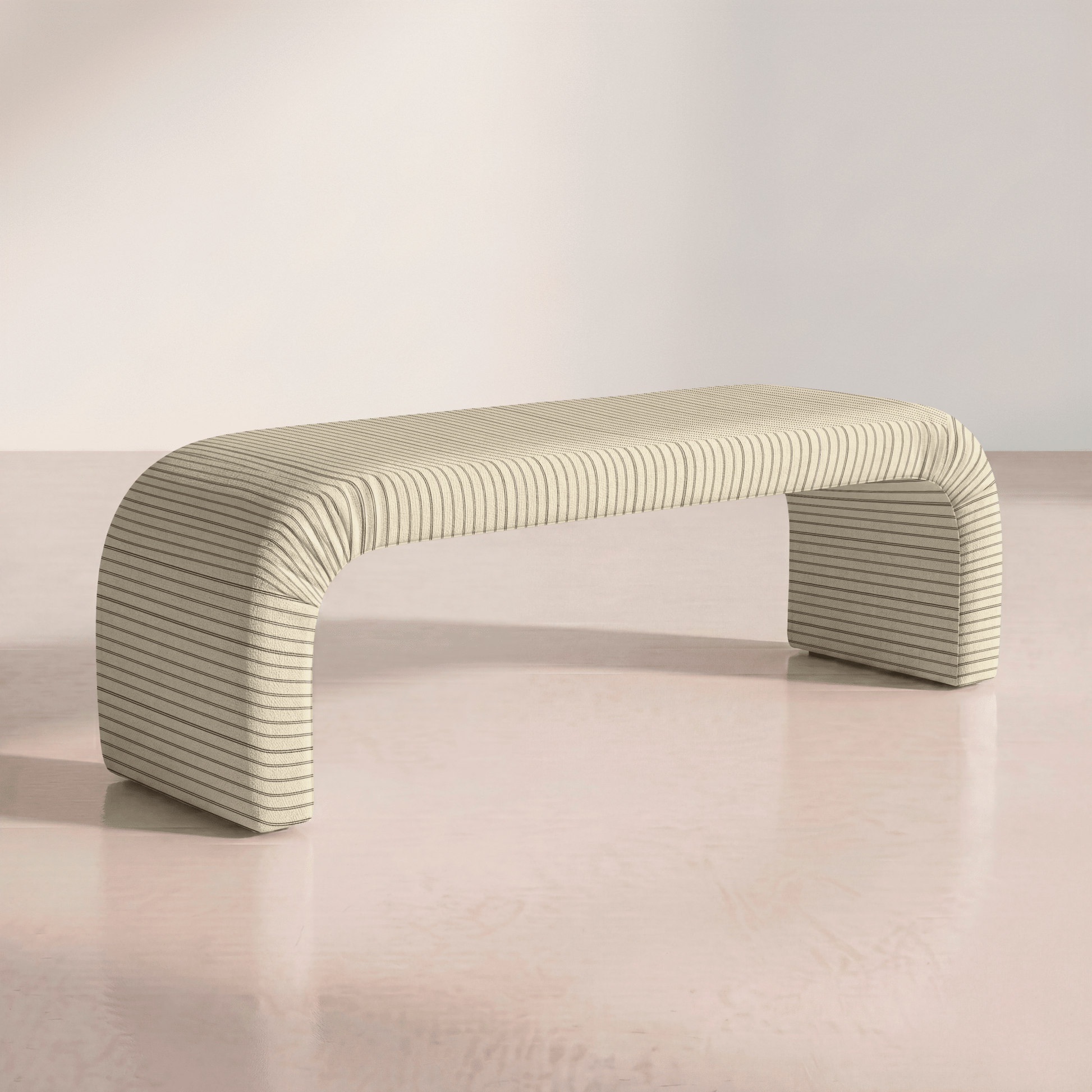 The Lewis Ottoman in Jude Pinstripe - Lemon Park
