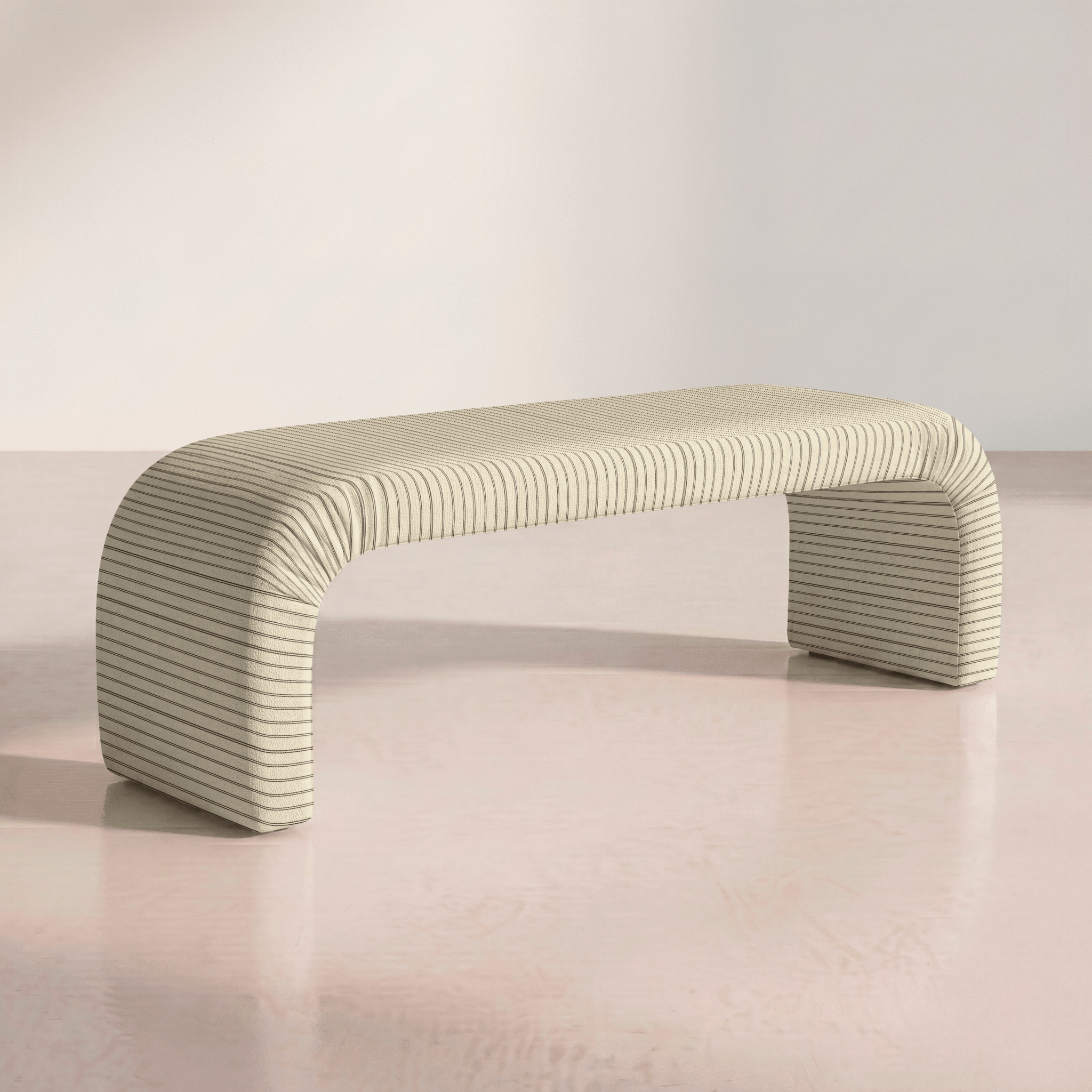 The Lewis Ottoman in Jude Pinstripe - Lemon Park