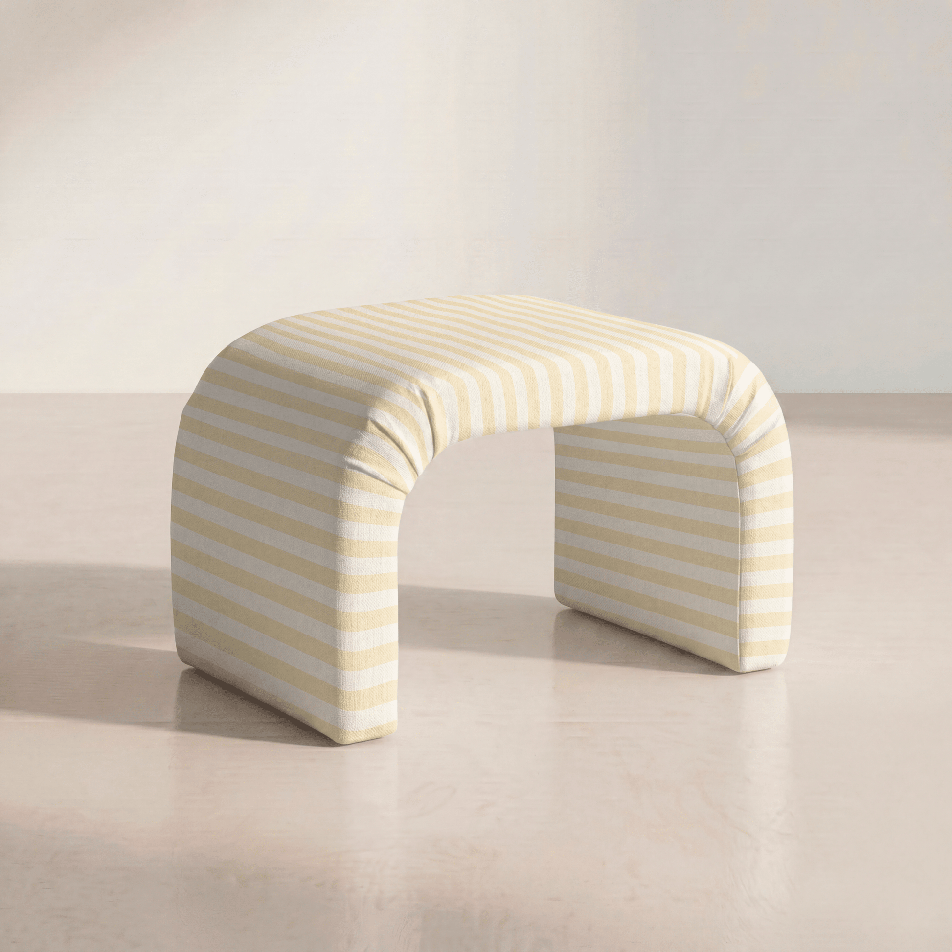 The Lewis Ottoman in Juliet's Garden Easter Yellow Stripe - Lemon Park