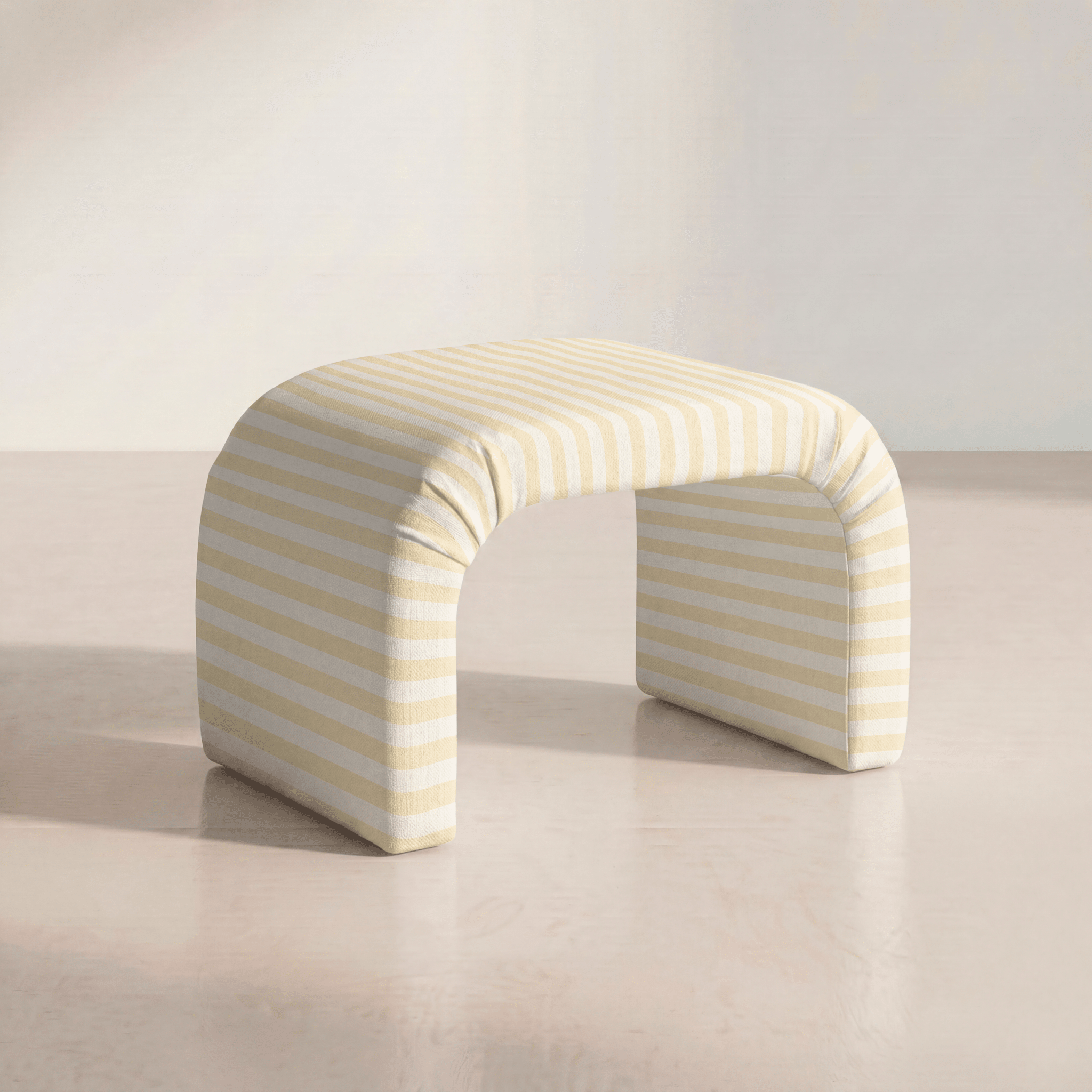The Lewis Ottoman in Juliet's Garden Easter Yellow Stripe - Lemon Park