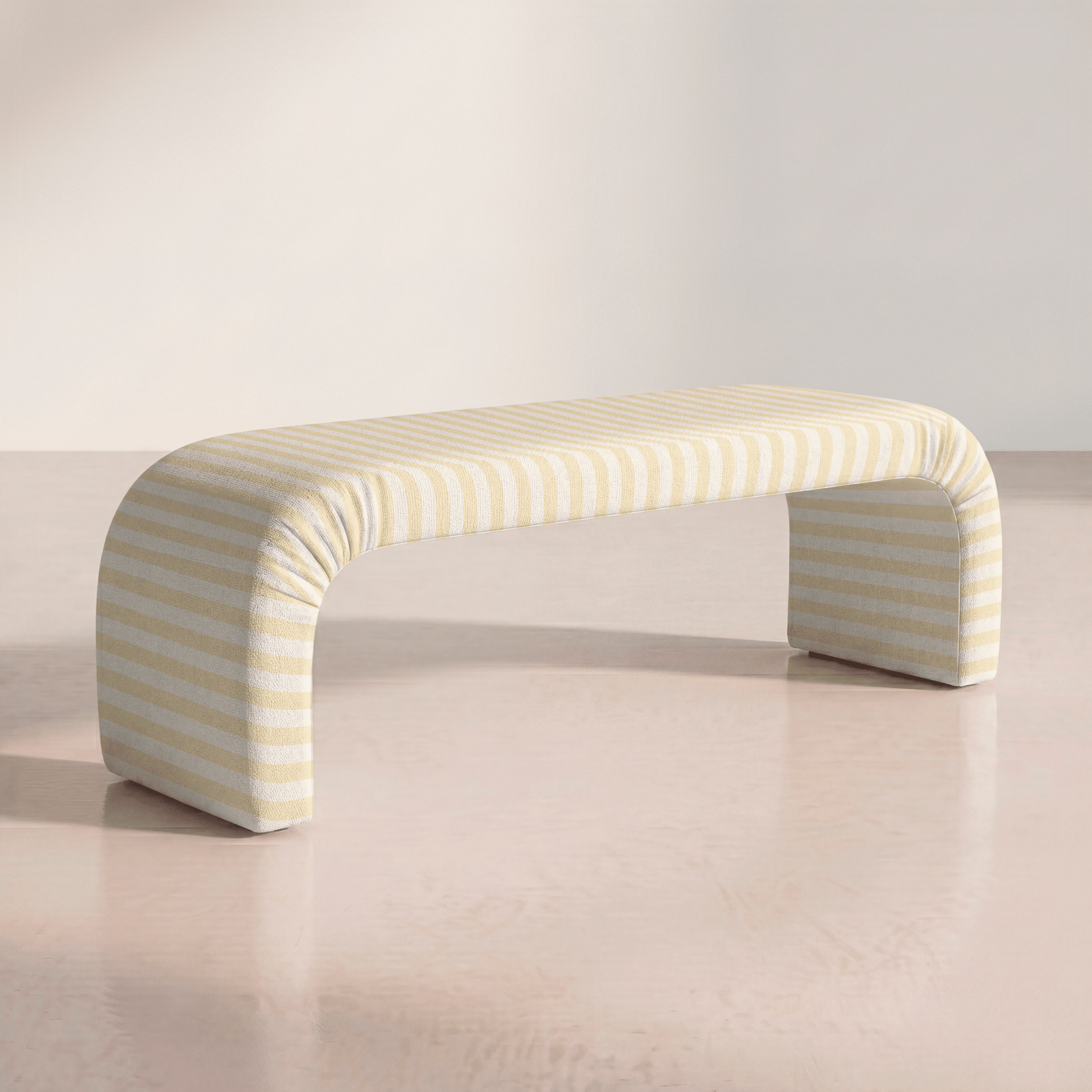 The Lewis Ottoman in Juliet's Garden Easter Yellow Stripe - Lemon Park