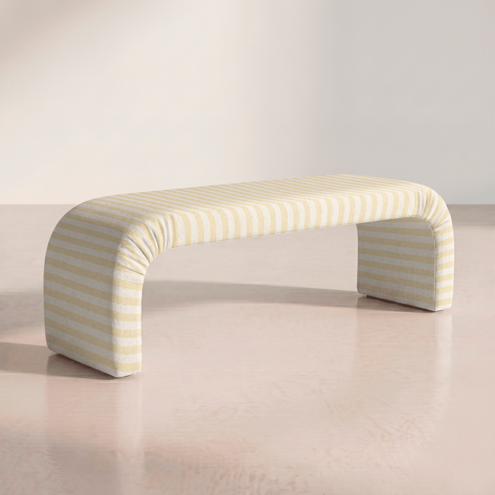 The Lewis Ottoman in Juliet's Garden Easter Yellow Stripe - Lemon Park