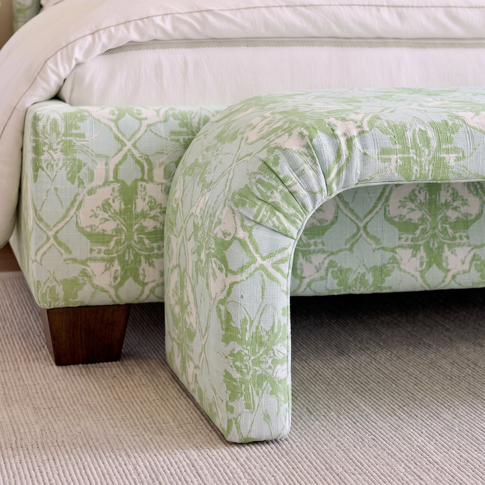 The Lewis Ottoman in Key Lime - Lemon Park