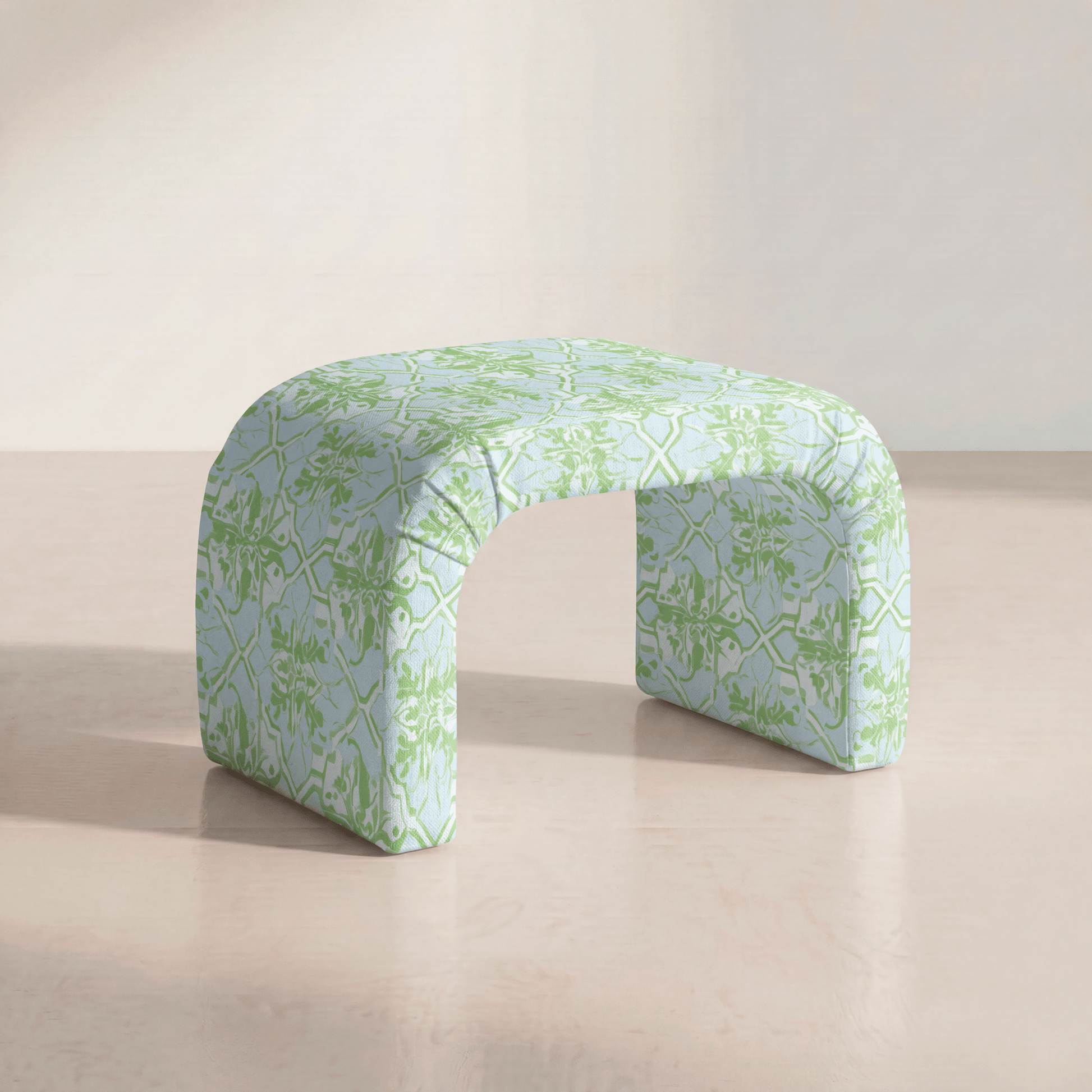The Lewis Ottoman in Key Lime - Lemon Park
