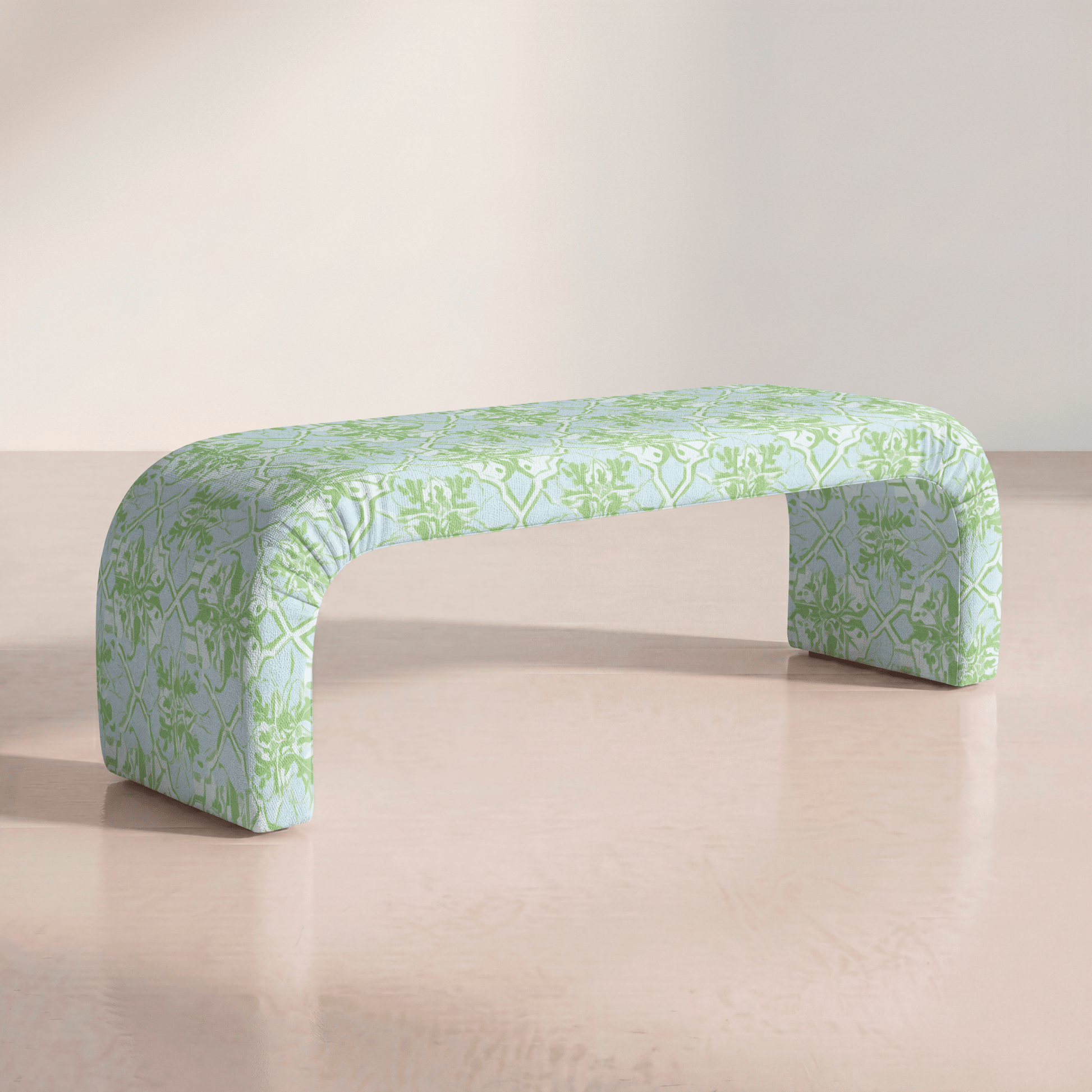 The Lewis Ottoman in Key Lime - Lemon Park