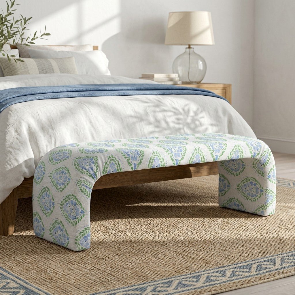 The Lewis Ottoman in Leaf Me Be - Lemon Park