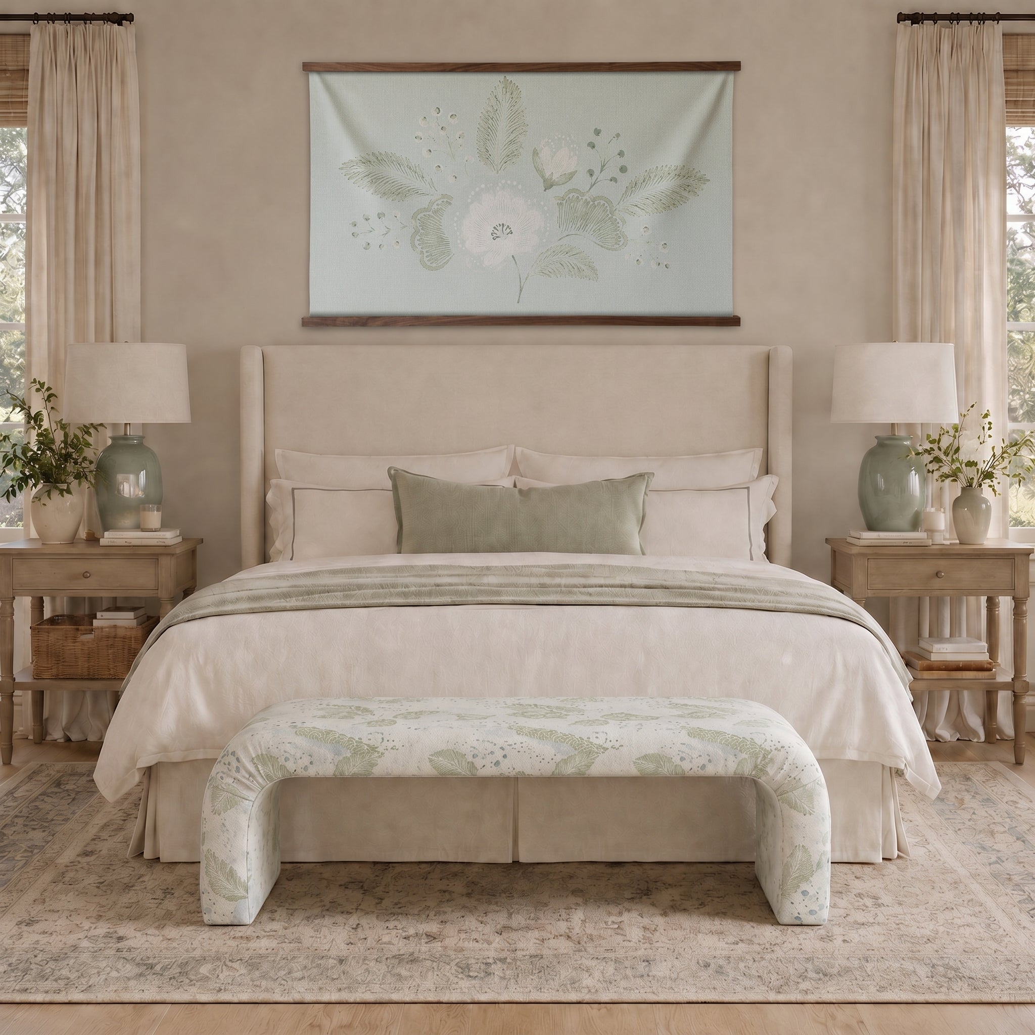 The Lewis Ottoman in Mint to Be - Lemon Park