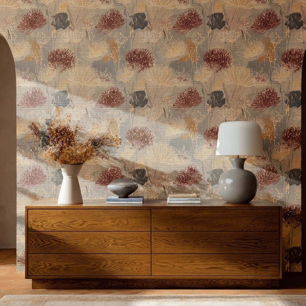 The Muted Meadow Faux Grasscloth Wallpaper - Lemon Park