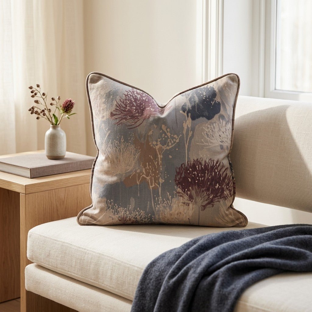 The Muted Meadow Throw Pillow - Lemon Park