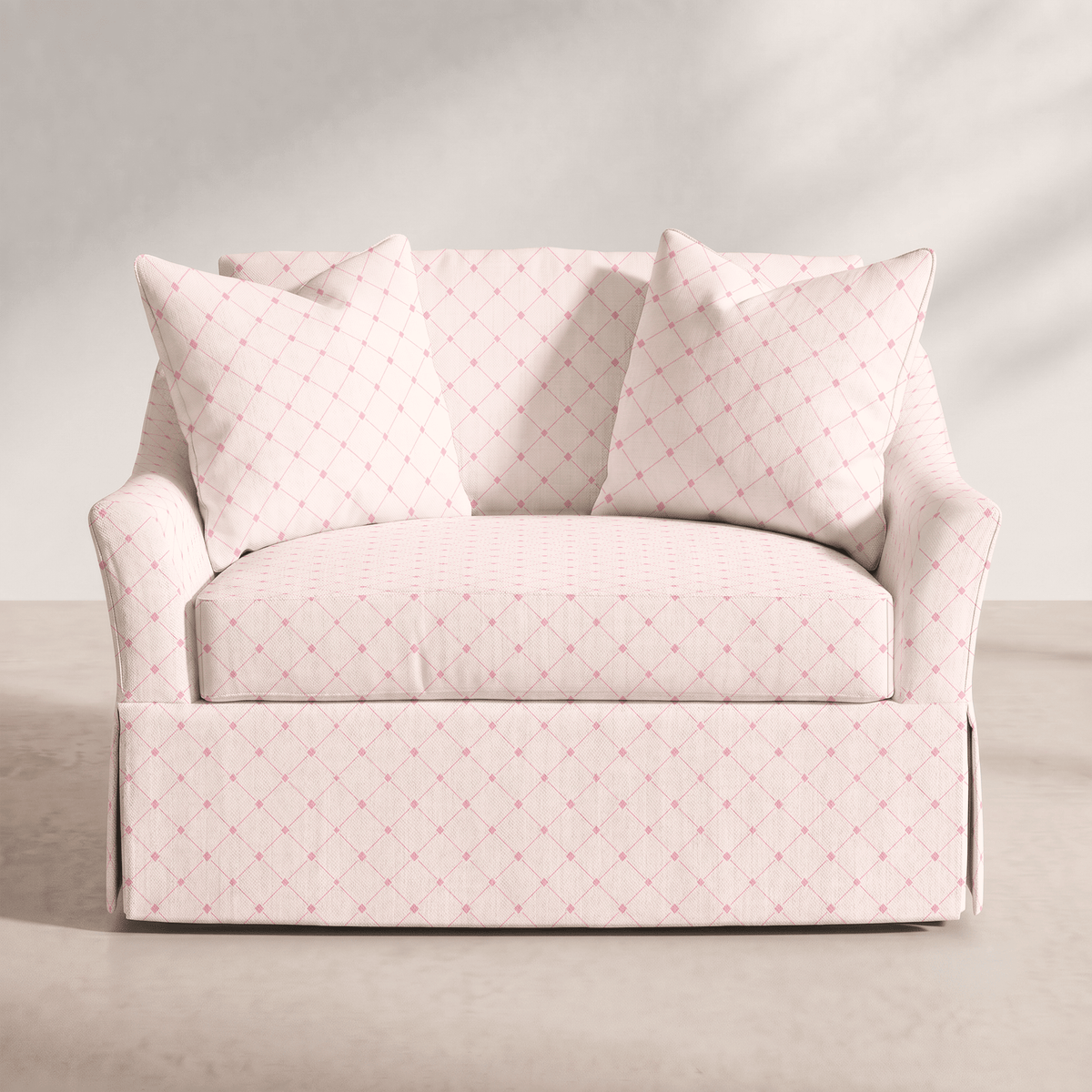 The Nolen Chair in Bellagio Blush Linen Lattice - Lemon Park