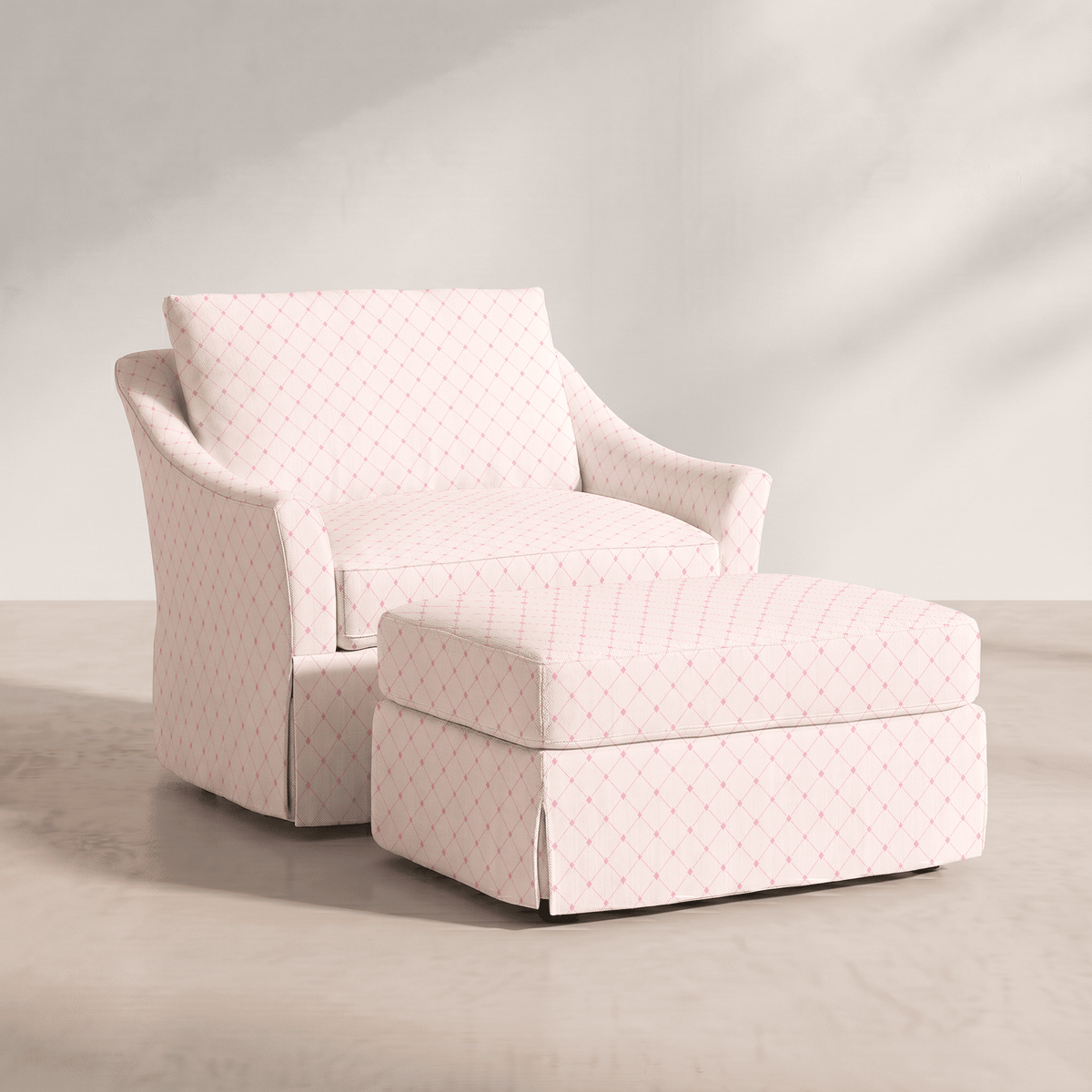 The Nolen Chair in Bellagio Blush Linen Lattice - Lemon Park