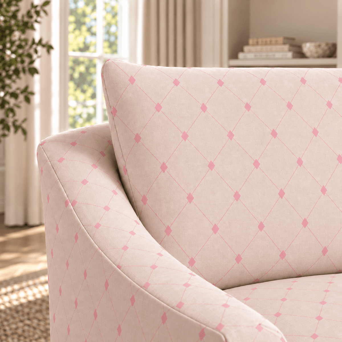 The Nolen Chair in Bellagio Blush Linen Lattice - Lemon Park