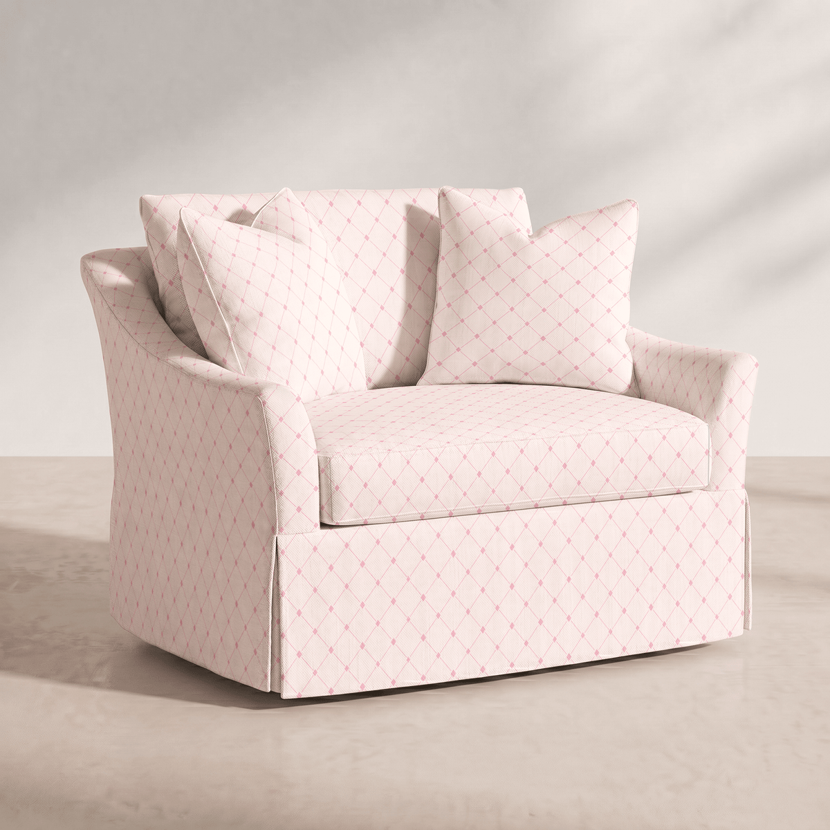 The Nolen Chair in Bellagio Blush Linen Lattice - Lemon Park