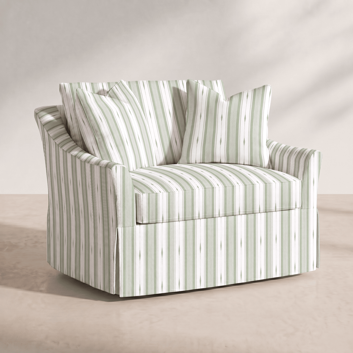 The Nolen Chair in Blue Dresses Lemongrass Stripes - Lemon Park