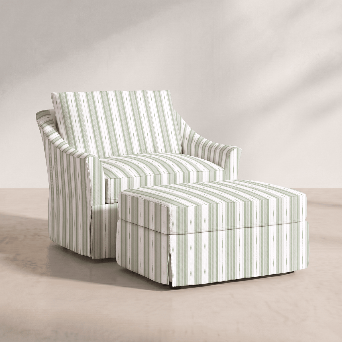 The Nolen Chair in Blue Dresses Lemongrass Stripes - Lemon Park