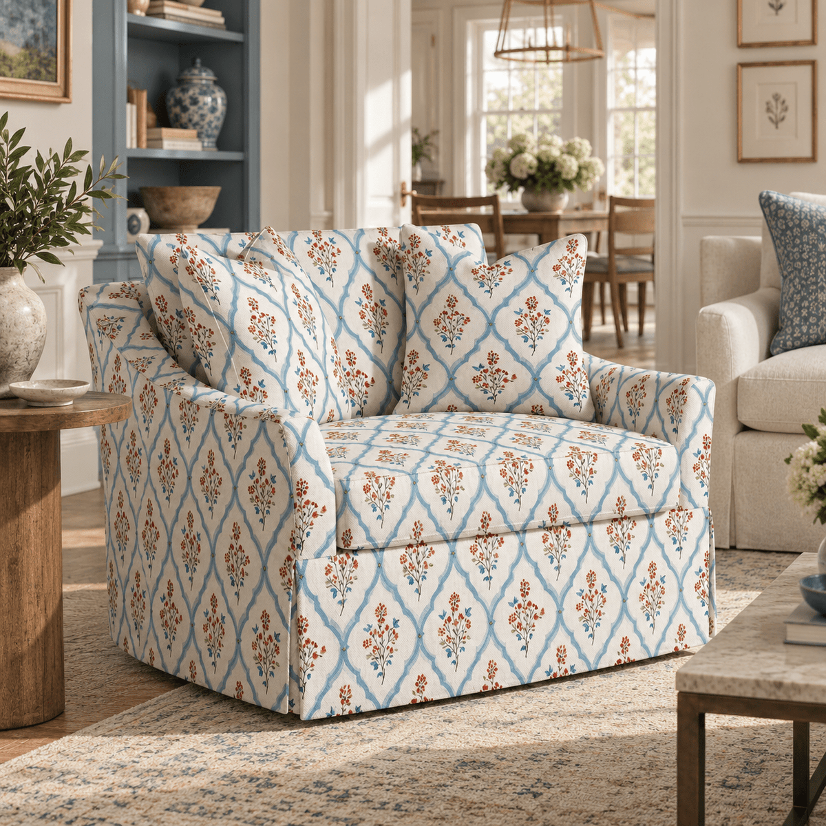 The Nolen Chair in Chambray Tiles - Lemon Park