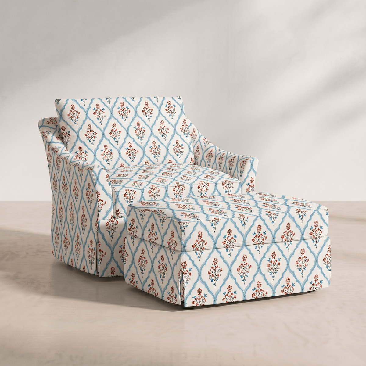 The Nolen Chair in Chambray Tiles - Lemon Park