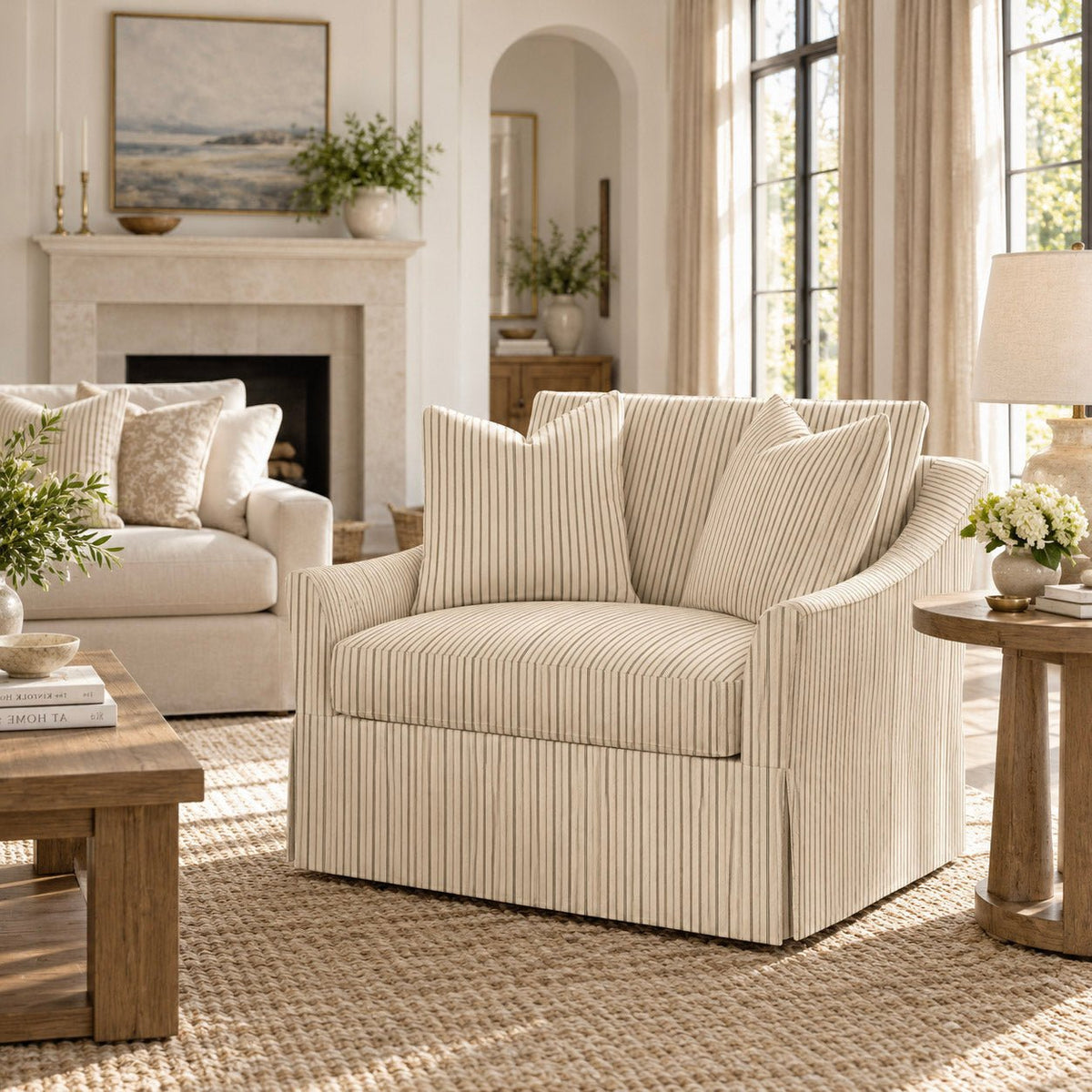 The Nolen Chair in Jude Pinstripe - Lemon Park