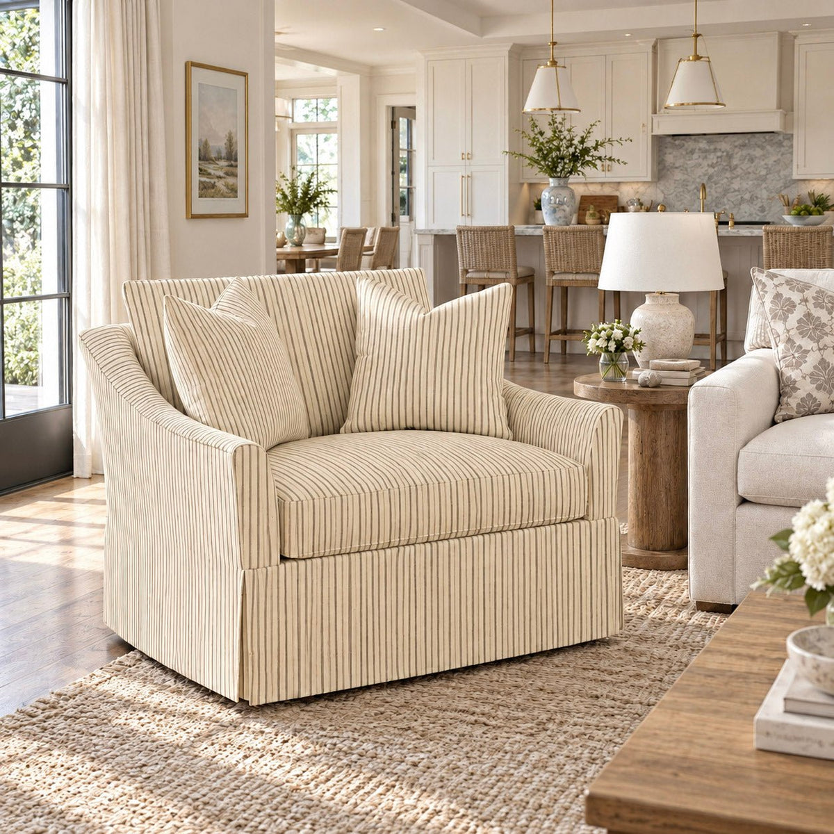 The Nolen Chair in Jude Pinstripe - Lemon Park