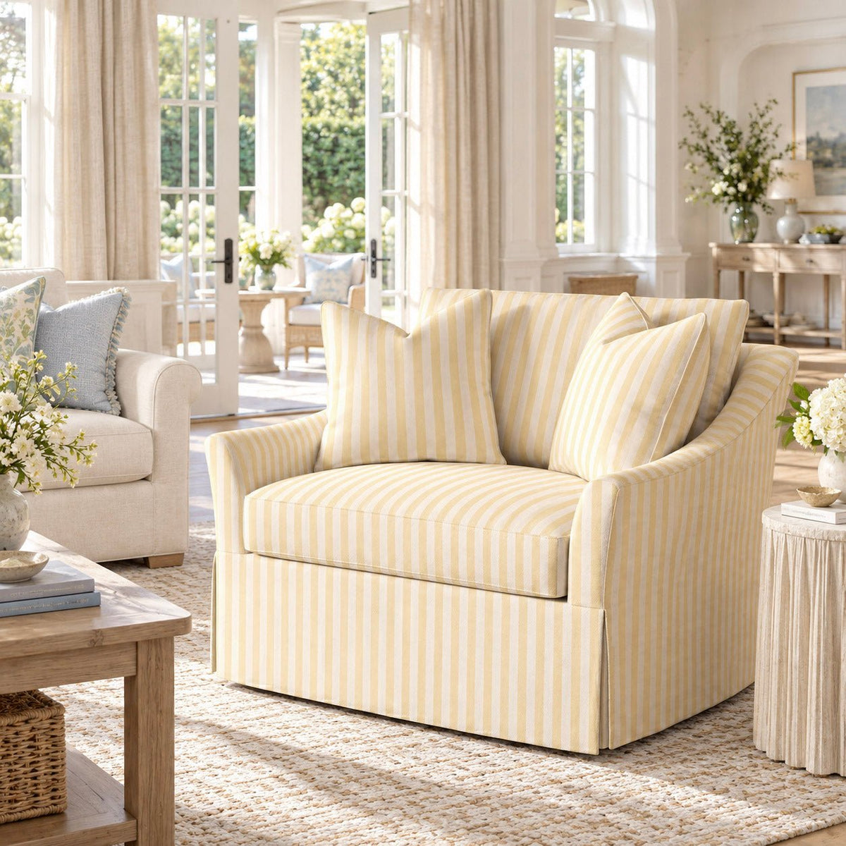 The Nolen Chair in Juliet's Garden Easter Yellow Stripe - Lemon Park