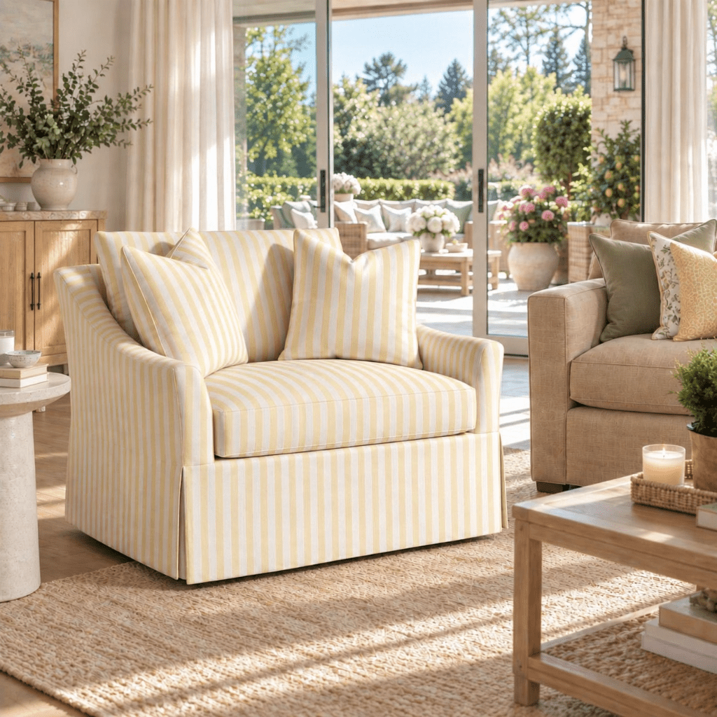 The Nolen Chair in Juliet's Garden Easter Yellow Stripe - Lemon Park
