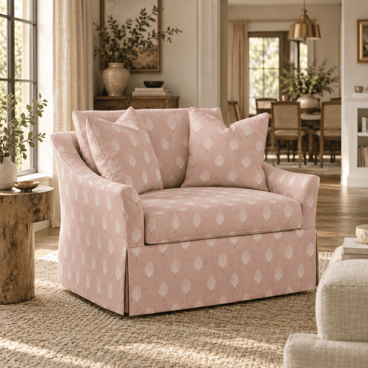 The Nolen Chair in Loose Stems Petaline Block Print - Lemon Park