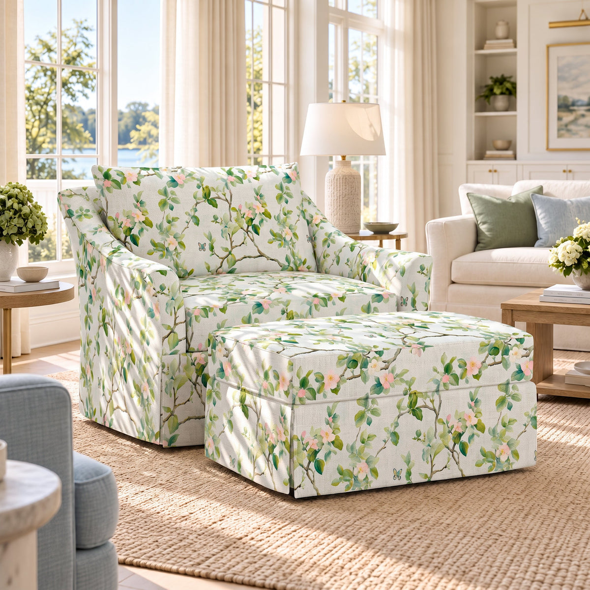 The Nolen Ottoman in Ainsley - Lemon Park