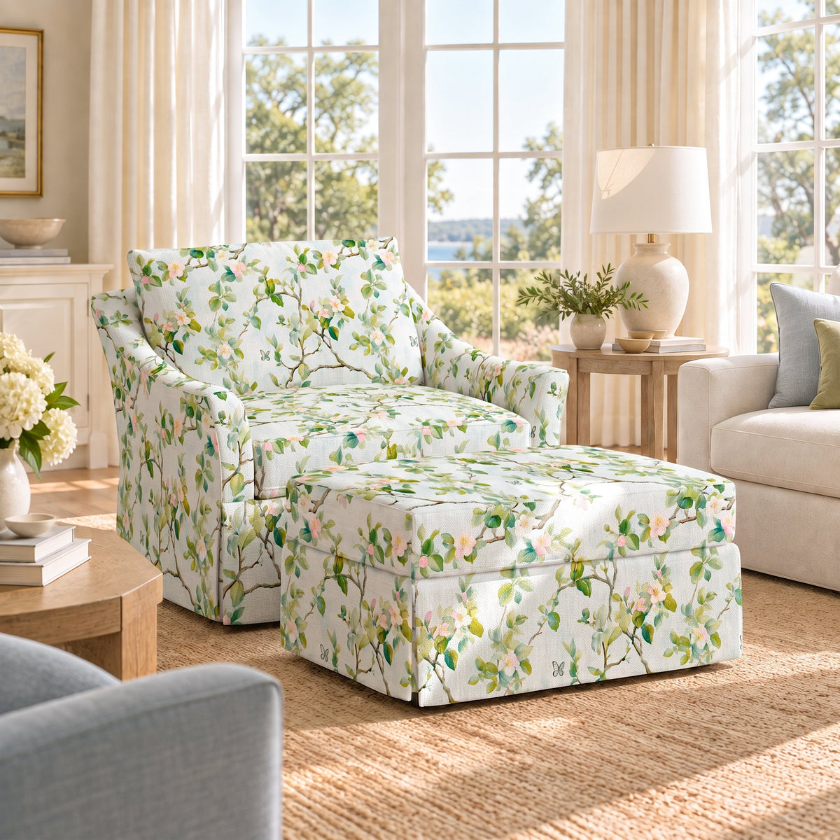 The Nolen Ottoman in Ainsley - Lemon Park