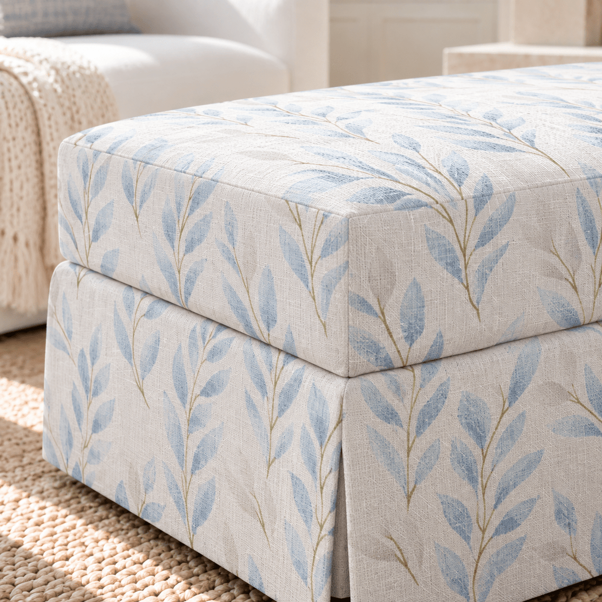 The Nolen Ottoman in Atlantic Ferns - Lemon Park