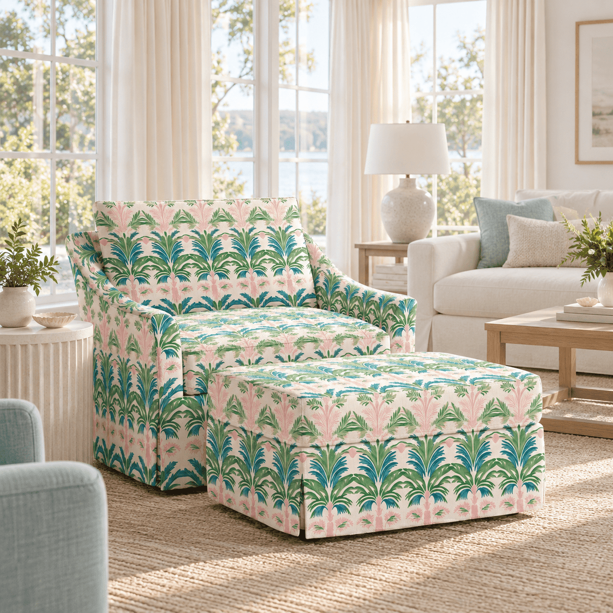 The Nolen Ottoman in Bellagio Blush - Lemon Park