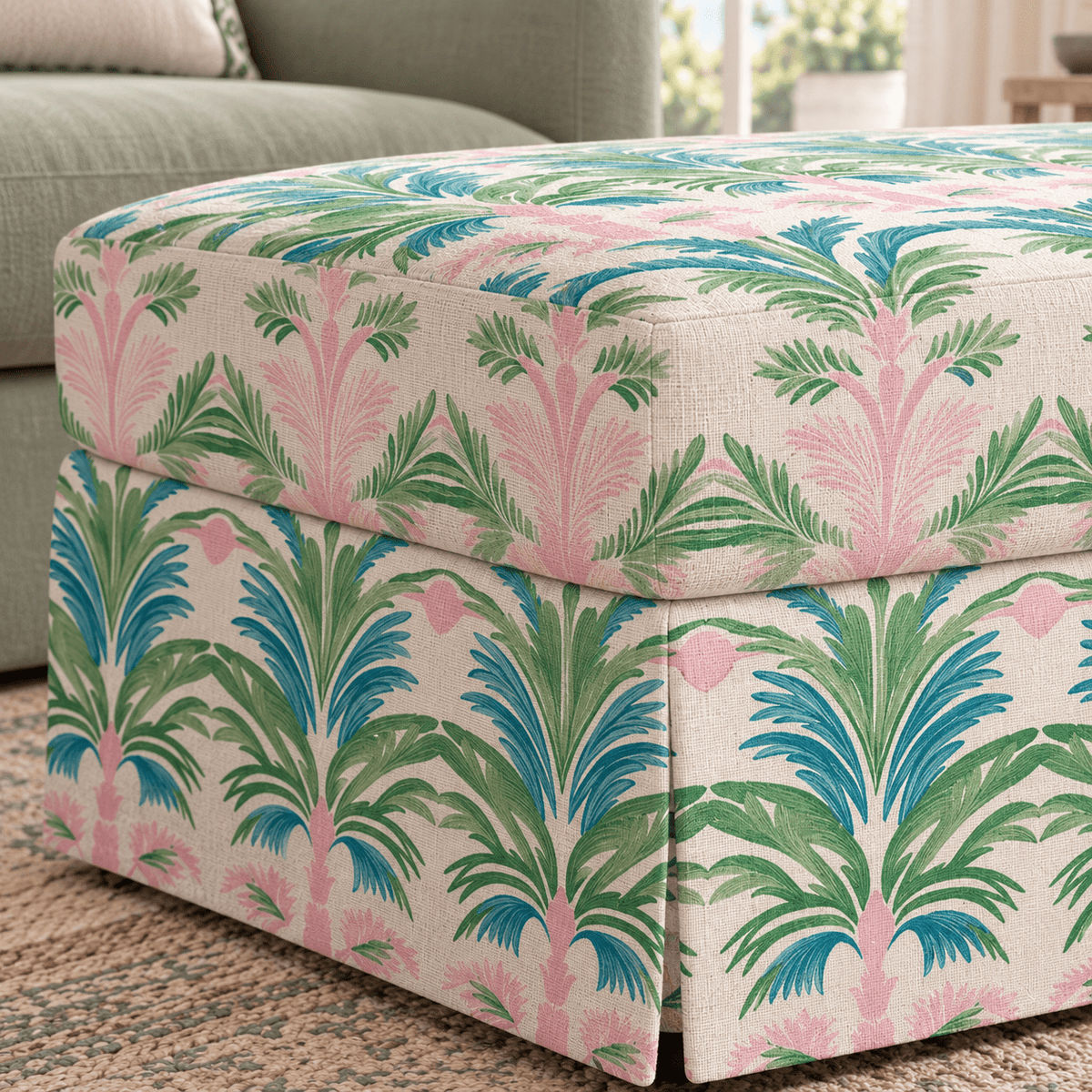 The Nolen Ottoman in Bellagio Blush - Lemon Park