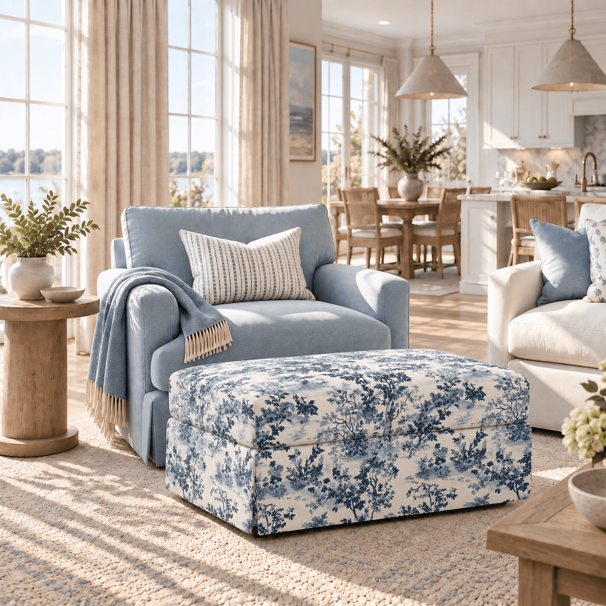 The Nolen Ottoman in Benjamin - Lemon Park