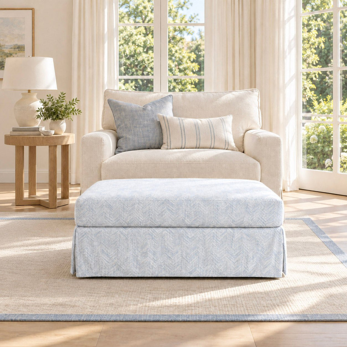 The Nolen Ottoman in Classic Harmony - Lemon Park