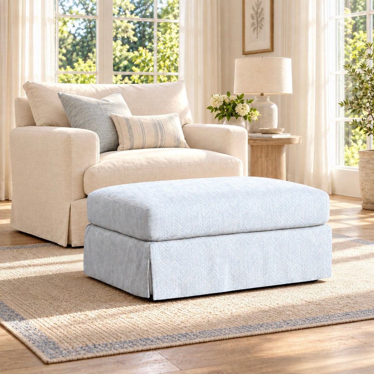 The Nolen Ottoman in Classic Harmony - Lemon Park