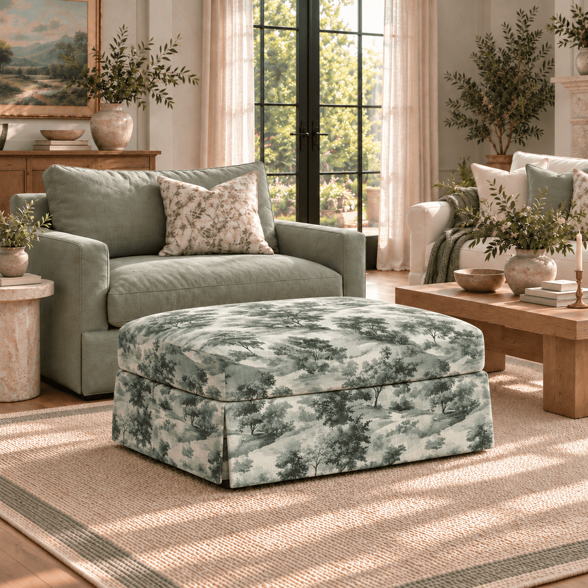 The Nolen Ottoman in Fog & Found - Lemon Park