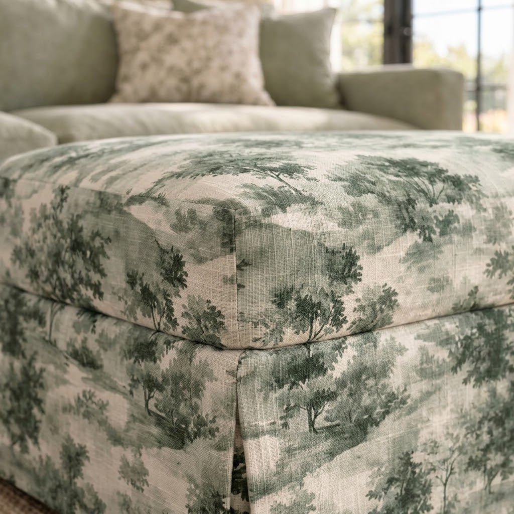 The Nolen Ottoman in Fog & Found - Lemon Park