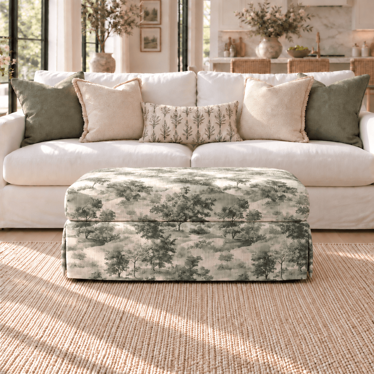 The Nolen Ottoman in Fog & Found - Lemon Park
