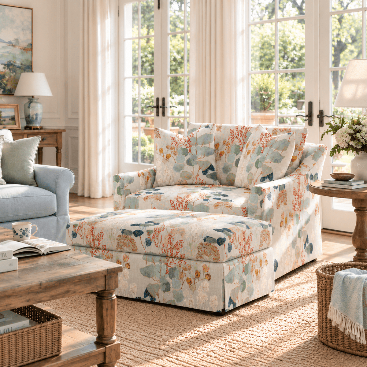 The Nolen Ottoman in Hedgerow - Lemon Park