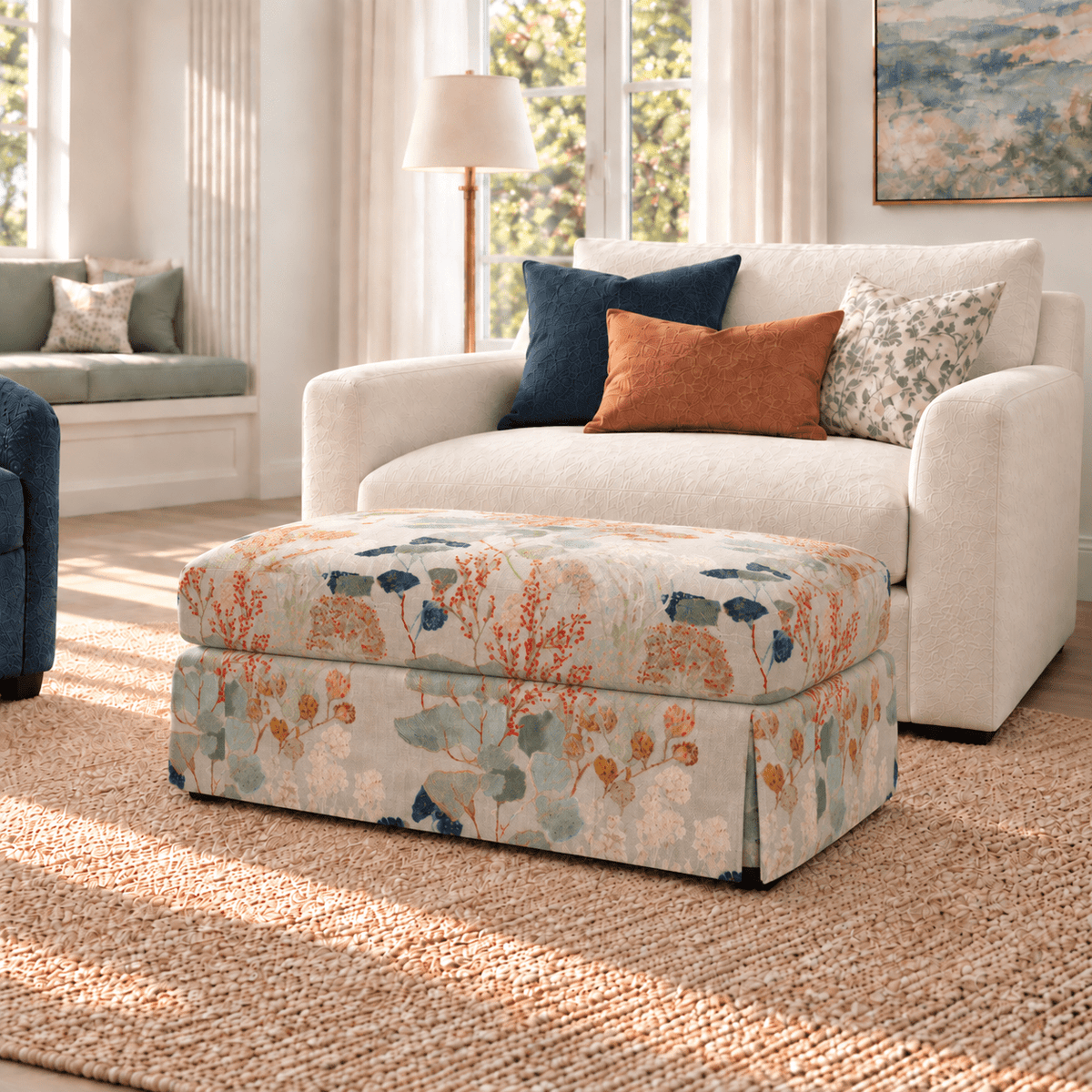 The Nolen Ottoman in Hedgerow - Lemon Park