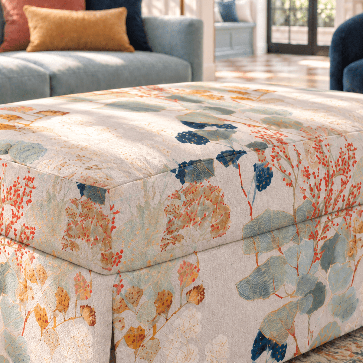 The Nolen Ottoman in Hedgerow - Lemon Park