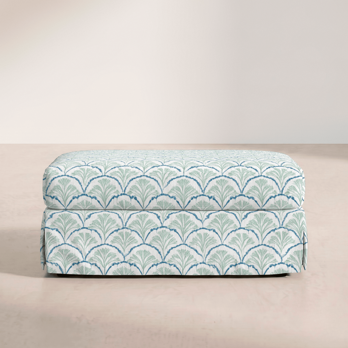 The Nolen Ottoman in Hint Of Lime Sprouts - Lemon Park